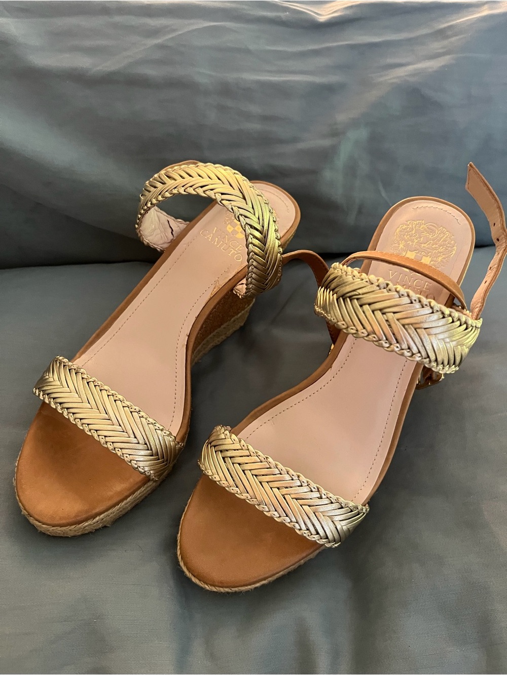 Vince Camuto Braided Gold Wedge Sandals size 8.5